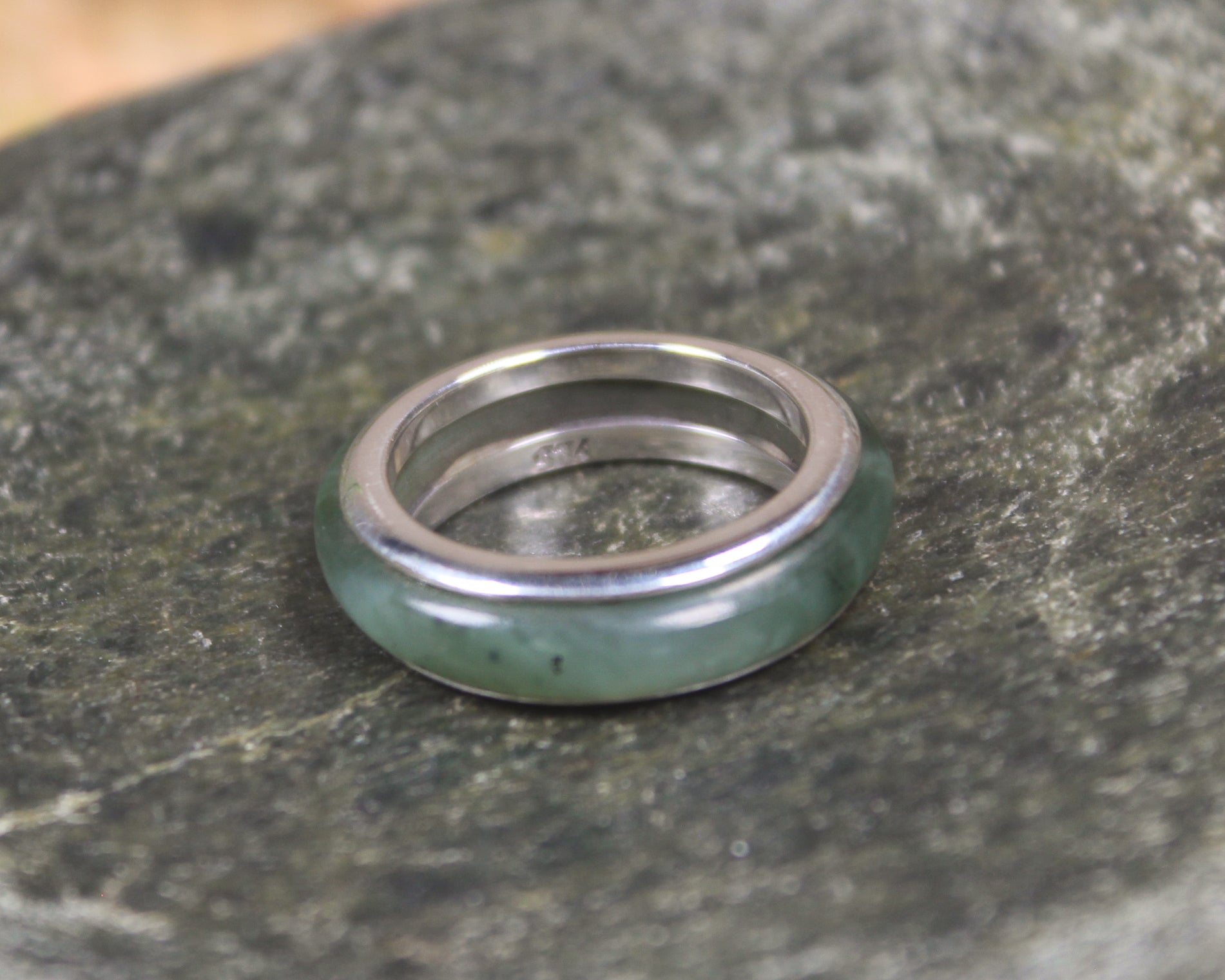 Sterling Silver Hapopo Pounamu Ring - NZ Greenstone