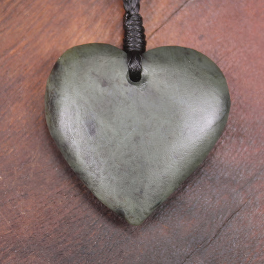 Heart carved from Rimu Pounamu - NZ Greenstone