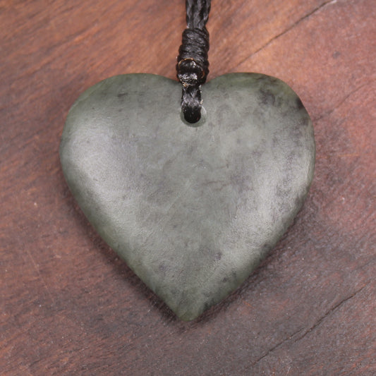 Heart carved from Rimu Pounamu - NZ Greenstone