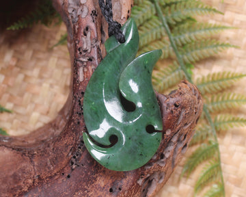 Hei Matau or Fish Hook carved from Hapopo Pounamu - NZ Greenstone
