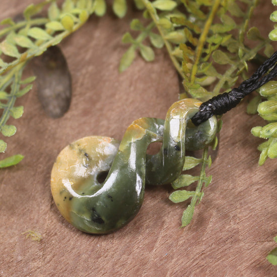 Twist carved from Rimu Pounamu - NZ Greenstone