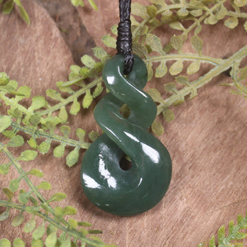 Twist or Pikorua carved from Inanga  Pounamu - NZ Greenstone