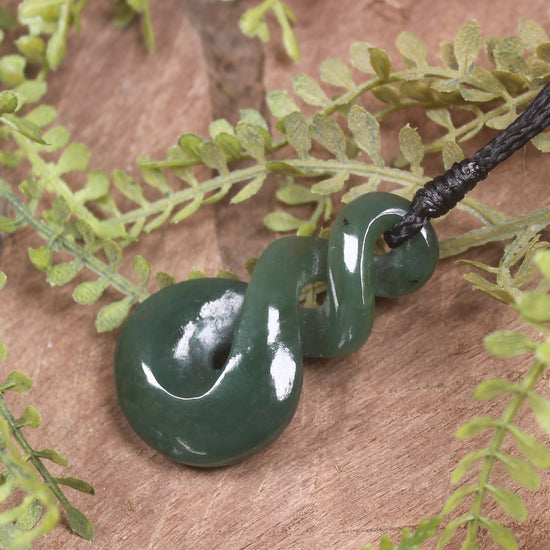 Twist or Pikorua carved from Inanga  Pounamu - NZ Greenstone