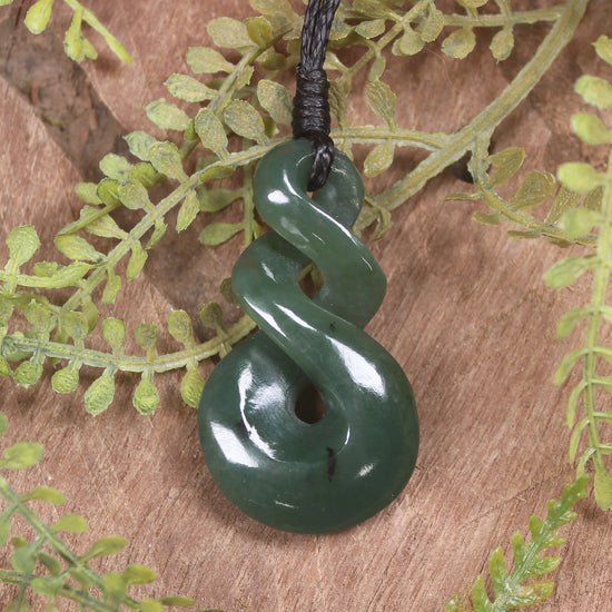 Twist or Pikorua carved from Inanga  Pounamu - NZ Greenstone