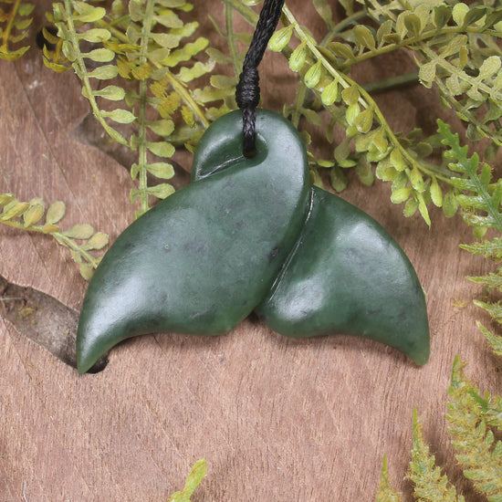 Whale Tail carved from Hapopo Pounamu - NZ Greenstone