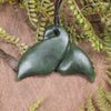 Whale Tail carved from Hapopo Pounamu - NZ Greenstone