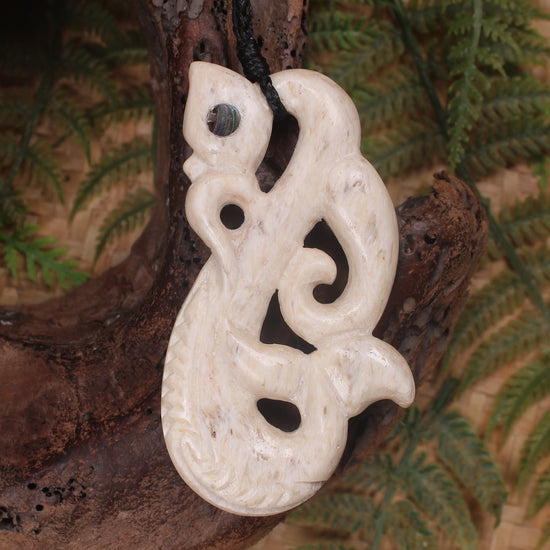 Manaia pendant carved from Whale Bone