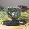 Koru heart sculpture carved from Flower Jade Pounamu - NZ Greenstone