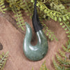 Hei Matau or Fish Hook carved from Inanga Pounamu - NZ Greenstone