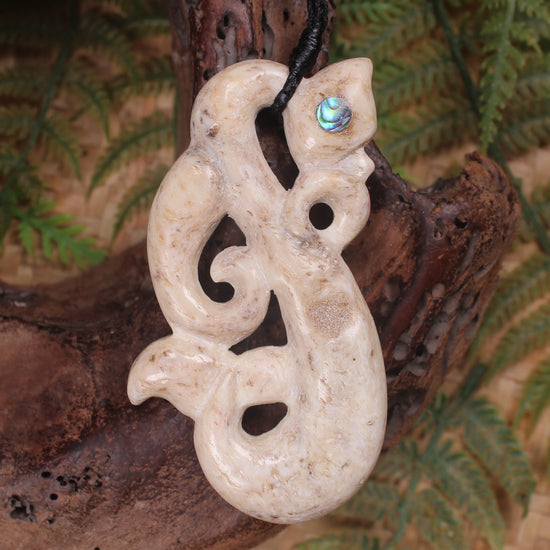 Manaia pendant carved from Whale Bone