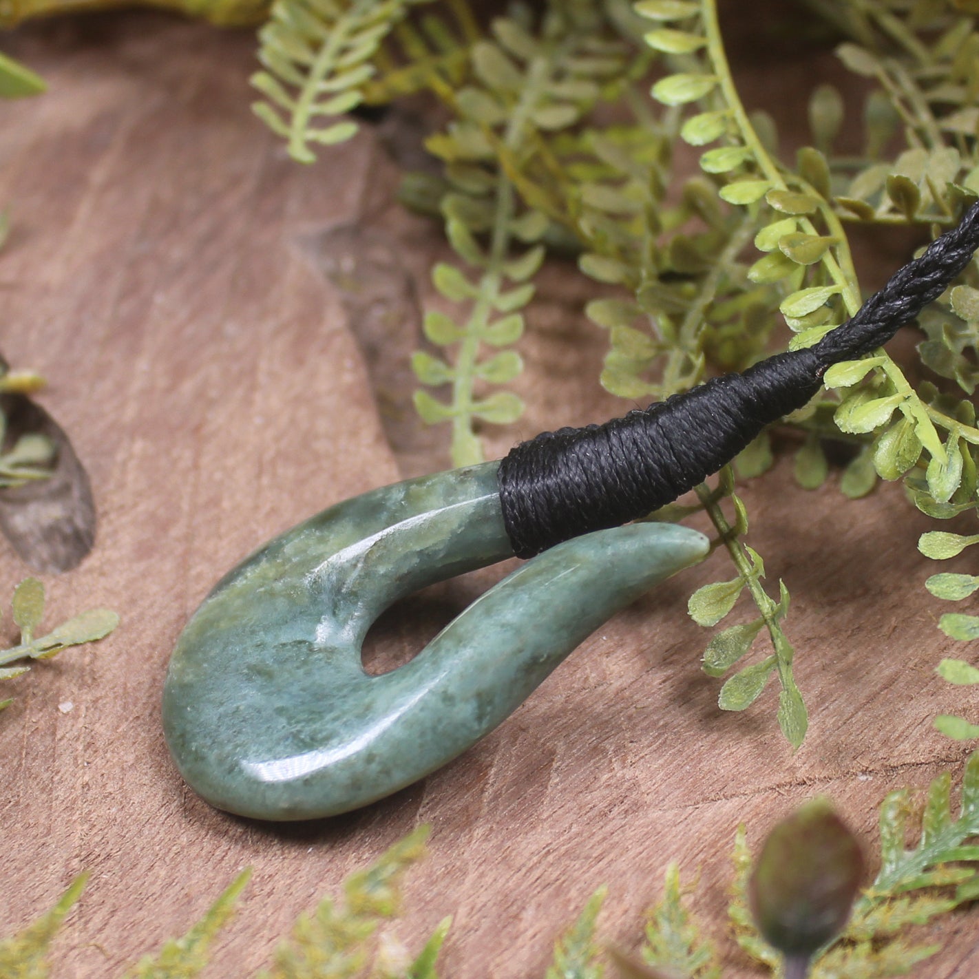 Hei Matau or Fish Hook carved from Inanga Pounamu - NZ Greenstone
