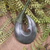 Hei Matau or Fish Hook carved from Hapopo Pounamu - NZ Greenstone