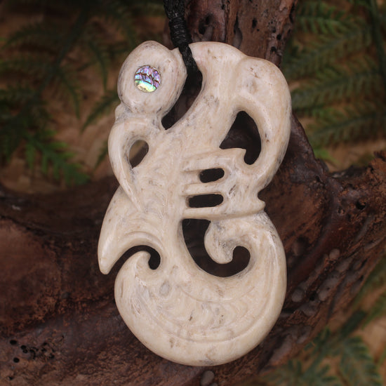 Manaia pendant carved from Whale Bone