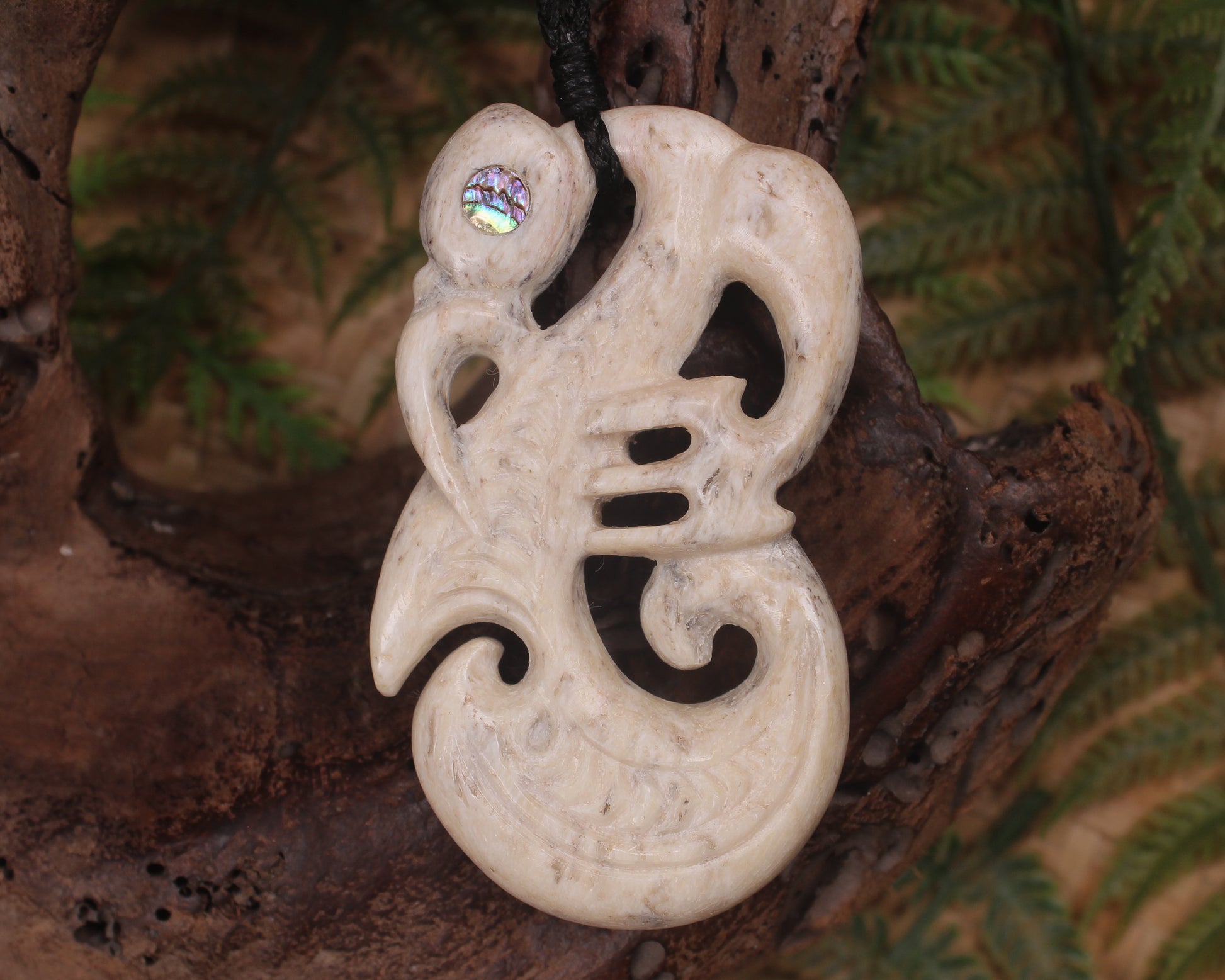 Manaia pendant carved from Whale Bone