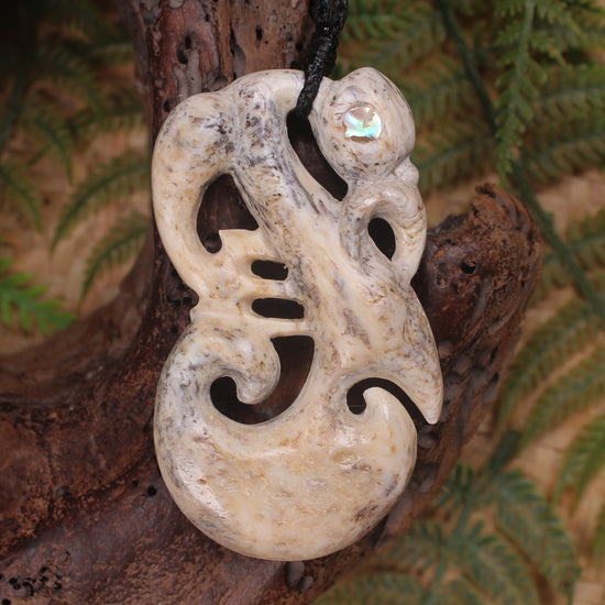 Manaia pendant carved from Whale Bone