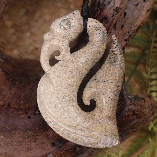 Manaia pendant carved from Whale Bone