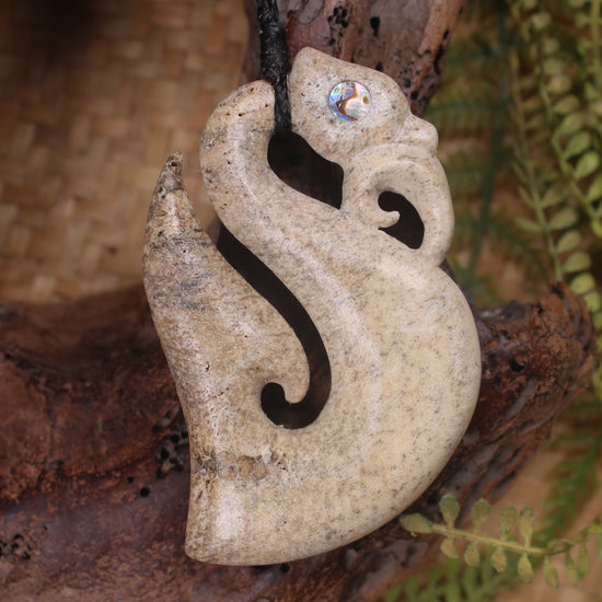 Manaia pendant carved from Whale Bone