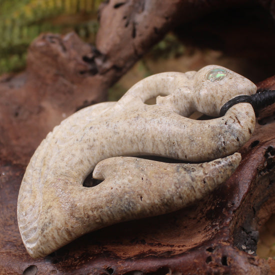 Manaia pendant carved from Whale Bone