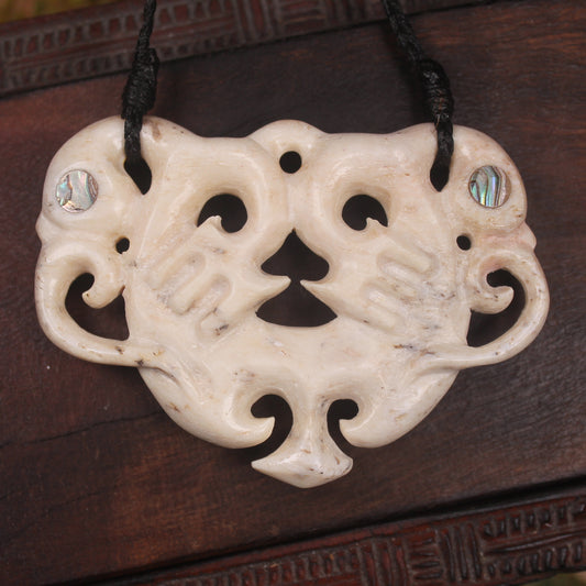 Manaia pendant carved from Whale Bone