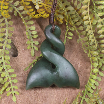 Whale Tail carved from Kawakawa Pounamu - NZ Greenstone