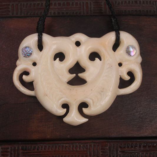 Manaia pendant carved from Whale Bone