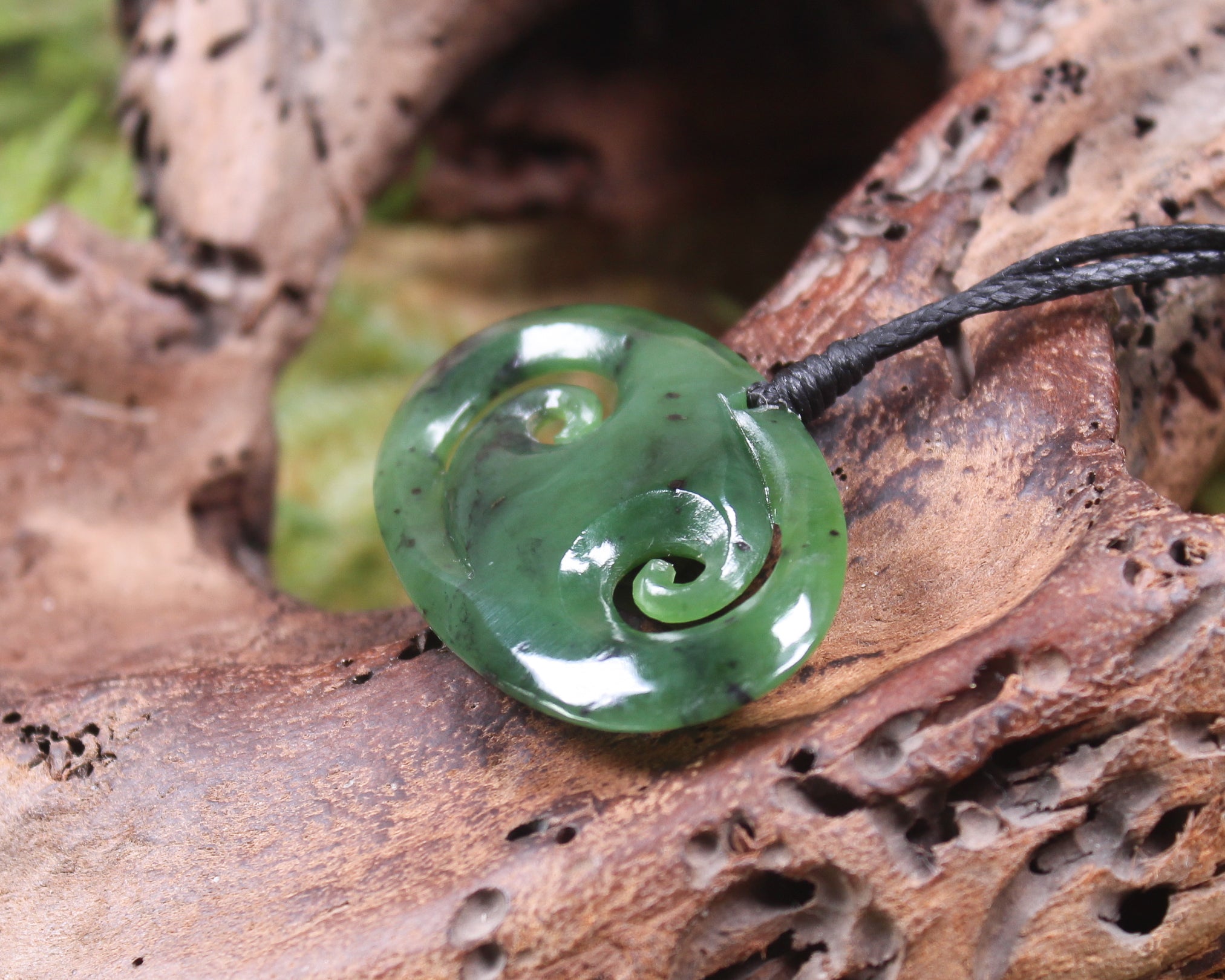 Koru carved from Hapopo Pounamu - NZ Greenstone