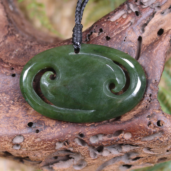 Koru pendant carved from Kawakawa Pounamu - NZ Greenstone