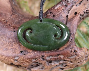Koru pendant carved from Kawakawa Pounamu - NZ Greenstone