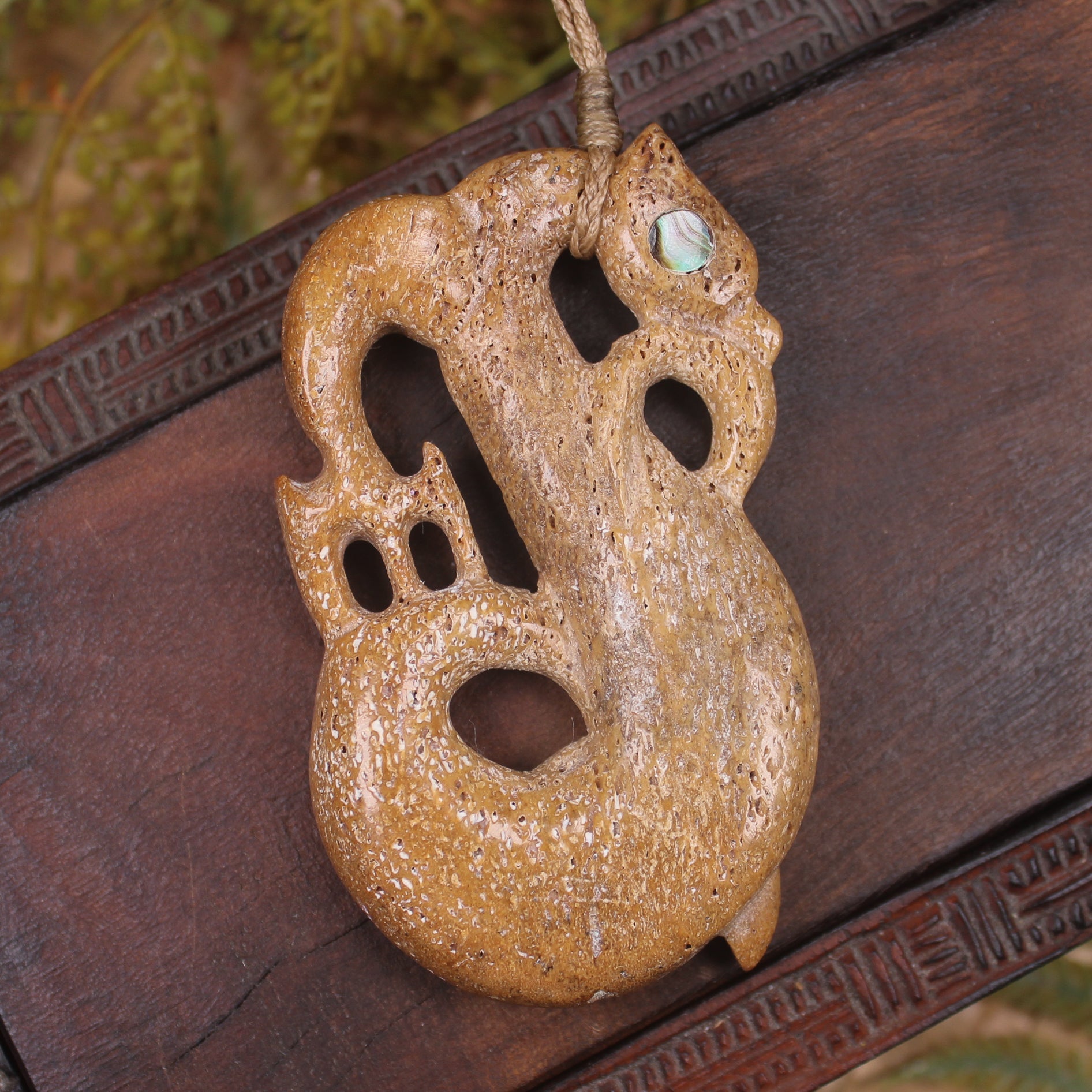 Manaia pendant carved from Whale Bone