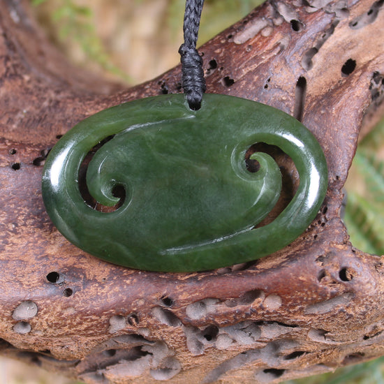 Koru pendant carved from Kawakawa Pounamu - NZ Greenstone