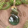 Twist or Pikorua carved from Flower Jade Pounamu - NZ Greenstone
