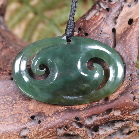 Koru or Spiral carved from Inanga Pounamu - NZ Greenstone