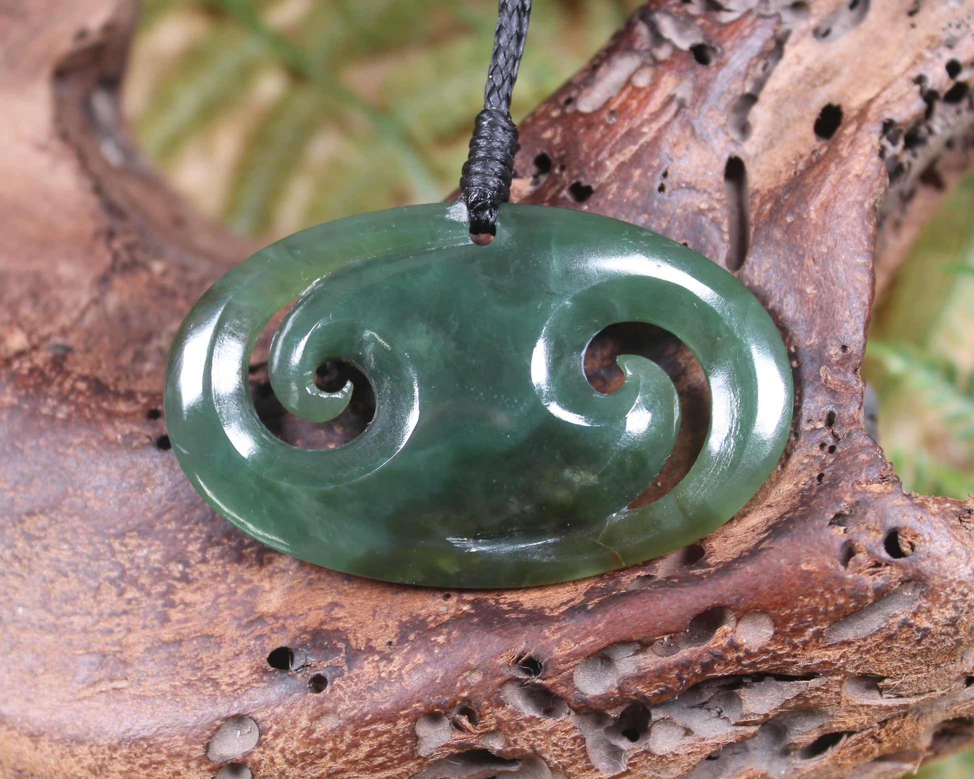 Koru or Spiral carved from Inanga Pounamu - NZ Greenstone