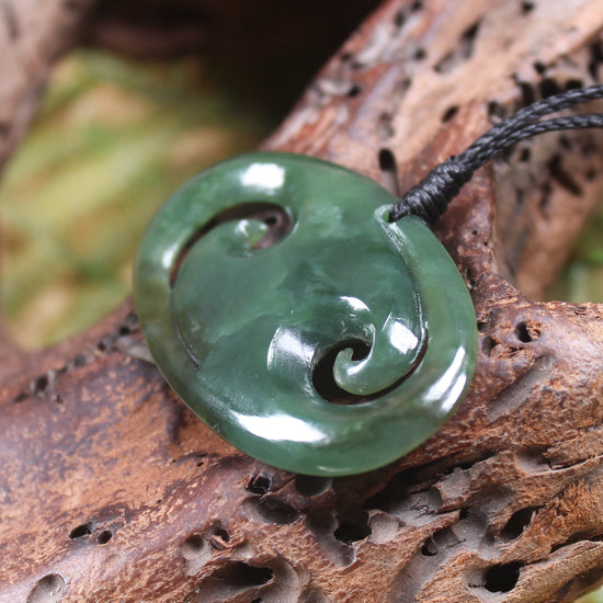 Koru or Spiral carved from Inanga Pounamu - NZ Greenstone