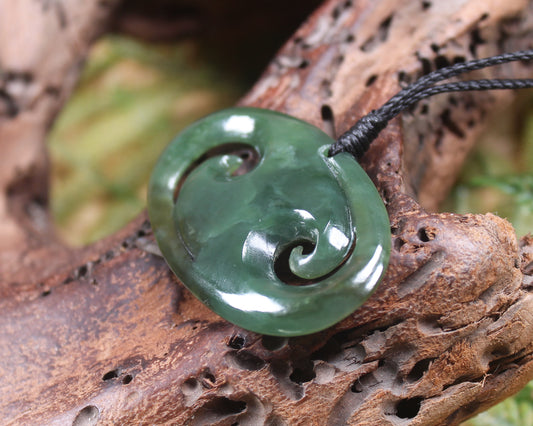 Koru or Spiral carved from Inanga Pounamu - NZ Greenstone