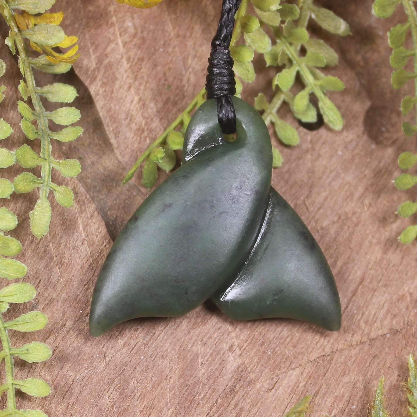 Whale Tail carved from Kawakawa Pounamu - NZ Greenstone