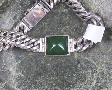 Pounamu Sterling Silver chain bracelet - NZ Greenstone