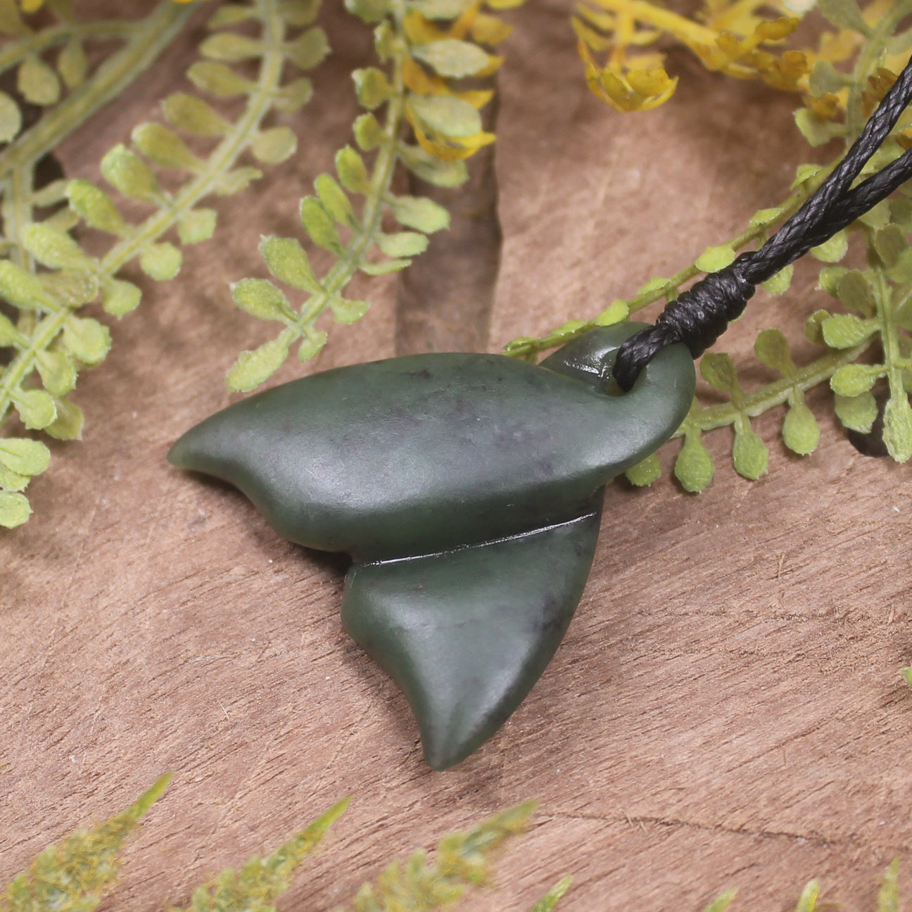 Whale Tail carved from Kawakawa Pounamu - NZ Greenstone