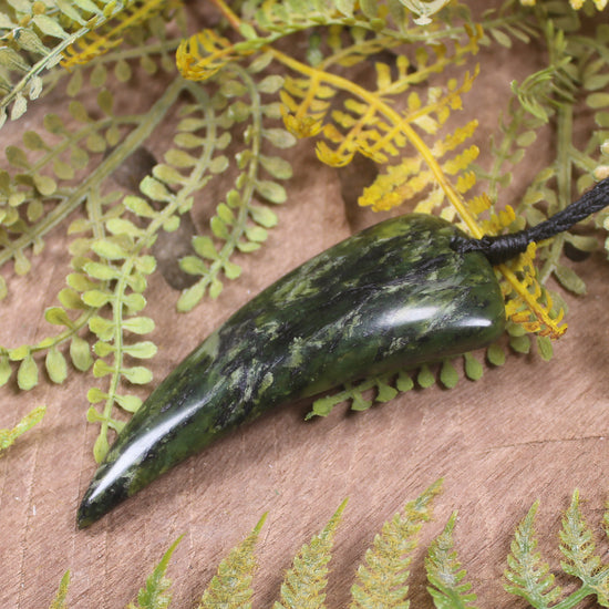 Tooth pendant carved from Douglas Creek Pounamu - NZ Greenstone