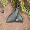 Whale Tail carved from Hapopo Pounamu - NZ Greenstone
