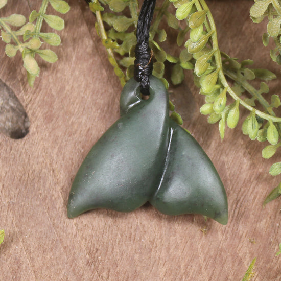 Whale Tail carved from Hapopo Pounamu - NZ Greenstone
