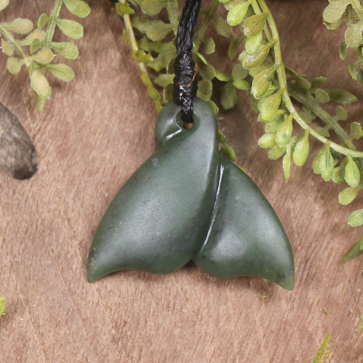 Whale Tail carved from Hapopo Pounamu - NZ Greenstone