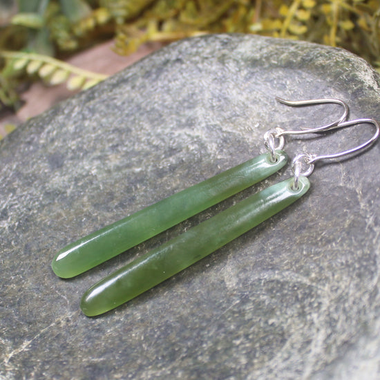 NZ Greenstone Roimata Earrings Hapopo Pounamu