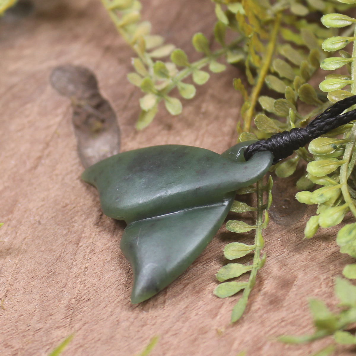 Whale Tail carved from Hapopo Pounamu - NZ Greenstone
