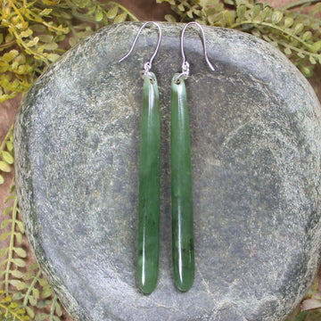 NZ Greenstone Roimata Earrings Hapopo Pounamu