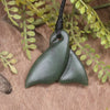 Whale Tail carved from Hapopo Pounamu - NZ Greenstone
