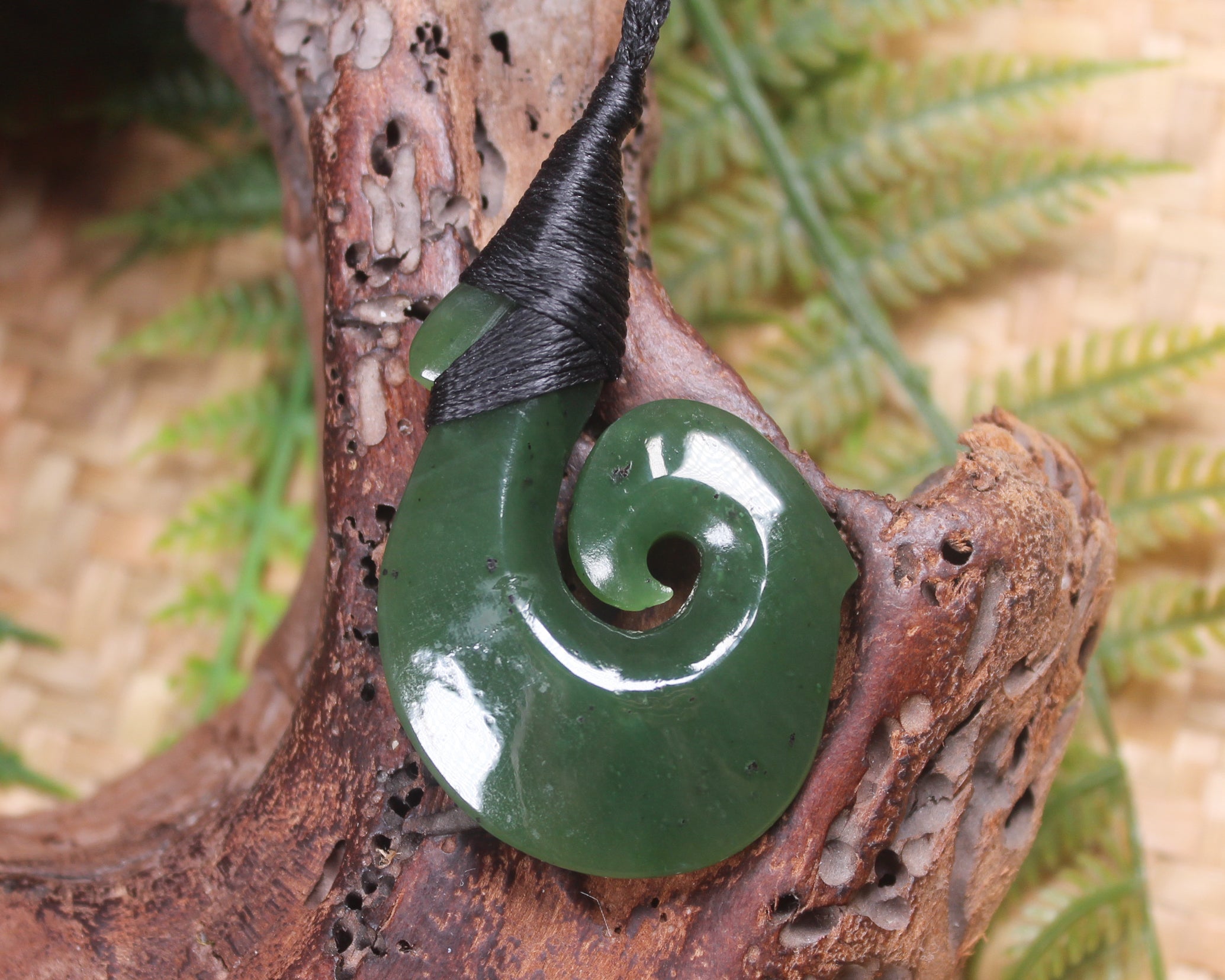 Hei Matau or Fish Hook carved from Hapopo Pounamu - NZ Greenstone