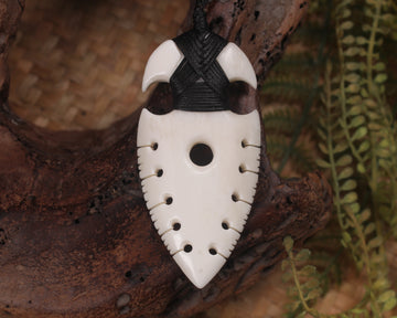 Bone Medium Niho Taniwha Tooth Pendant (BH869)
