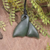 Whale Tail carved from Hapopo Pounamu - NZ Greenstone