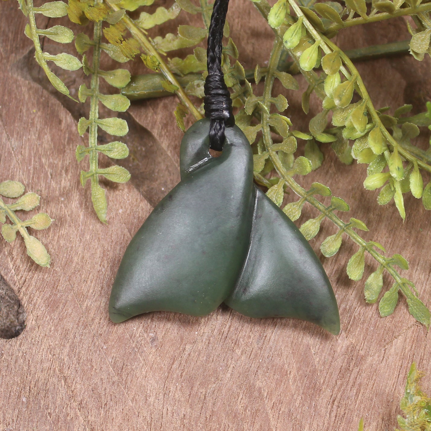 Whale Tail carved from Hapopo Pounamu - NZ Greenstone